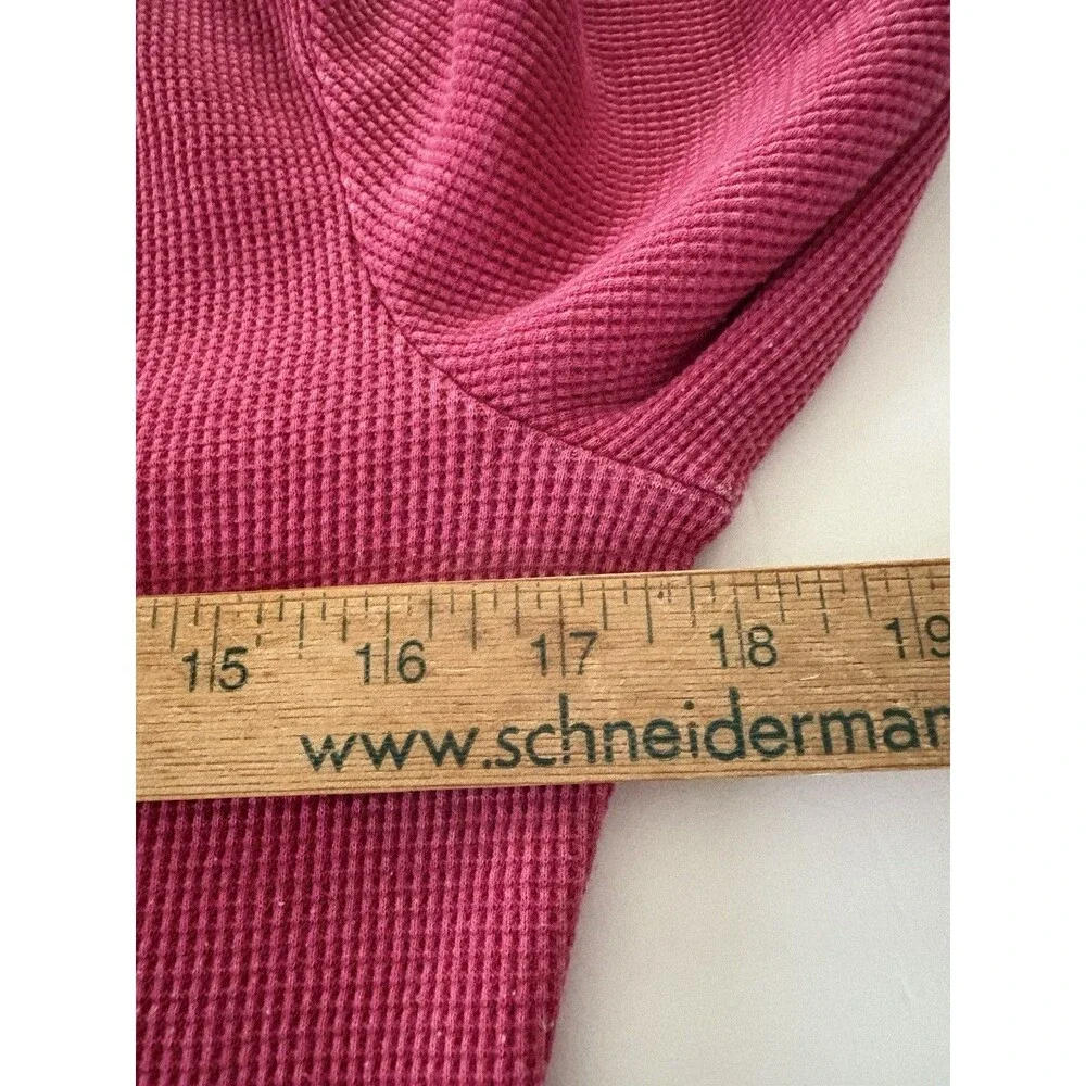 Pilcro Anthropologie Thermal Shirt Size L Pink Waffle Knit  V-Neck - Picture 5 of 12